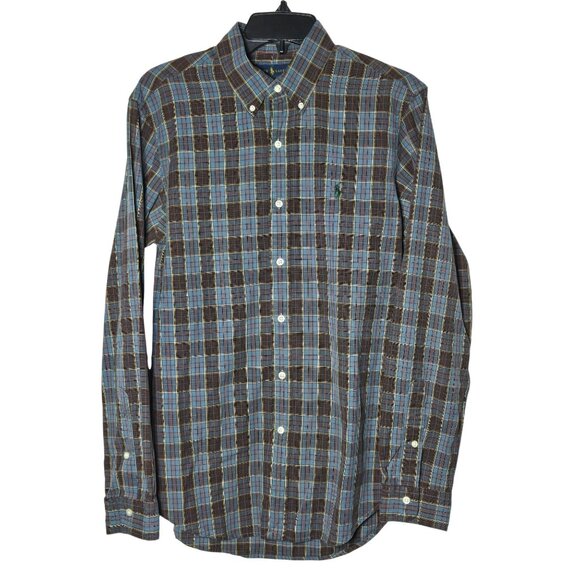 Ralph Lauren Mens Plaid Button-Down Shirt Size Medium Preppy Career Business - Picture 1 of 9